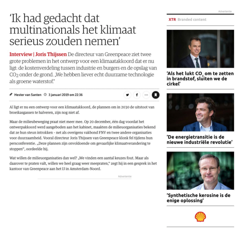 Advertorials Shell in NRC van Shell