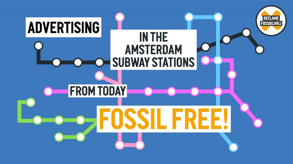 metro subway amsterdam advertising fossil free